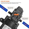 12V Water Pump with 2 Hose Clamps 123PSI Self Priming Sprayer Pump 100W Electric Diaphragm Water Pump 5.5L/Min for RV Camper Marine Boat