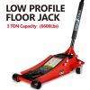 Hydraulic Low Profile and Steel Racing Floor Jack with Dual Piston Quick Lift Pump,3 Ton (6600 lb) Capacity, Lifting range 3.3"-18.5"