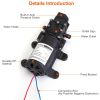 12V Water Pump with 2 Hose Clamps 123PSI Self Priming Sprayer Pump 100W Electric Diaphragm Water Pump 5.5L/Min for RV Camper Marine Boat