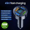 66W 4 Ports USB Car Charger Fast Charging PD Quick Charge 3.0 USB C Car Phone Charger Adapter For iPhone 13